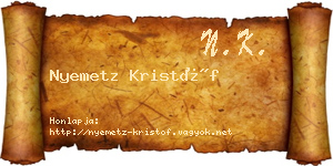 Nyemetz Kristóf névjegykártya